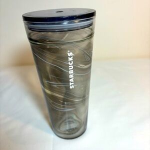 STARBUCKS Tumbler Marbled Glass Double Wall Tag on the Bottom No Straw 20 fl oz